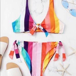 NWOT Multicolor Sidetie Bikini Swimsuit